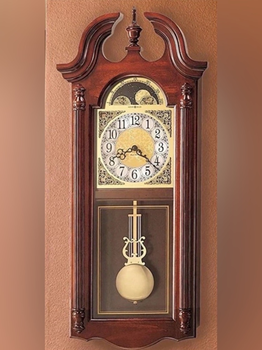 Howard Miller 620-159 Westminster Chime Wall Clock Pendulum Moon Phase Quartz
